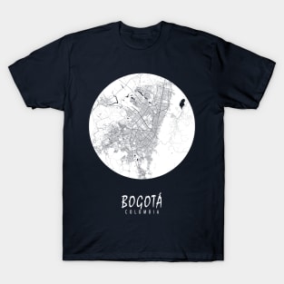 Bogota, Colombia City Map - Full Moon T-Shirt